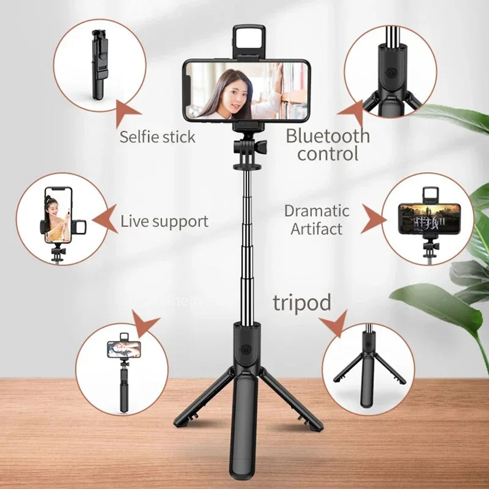Selfie Stick Bluetooth Techsuit S03-S, Univerzalan, Crni