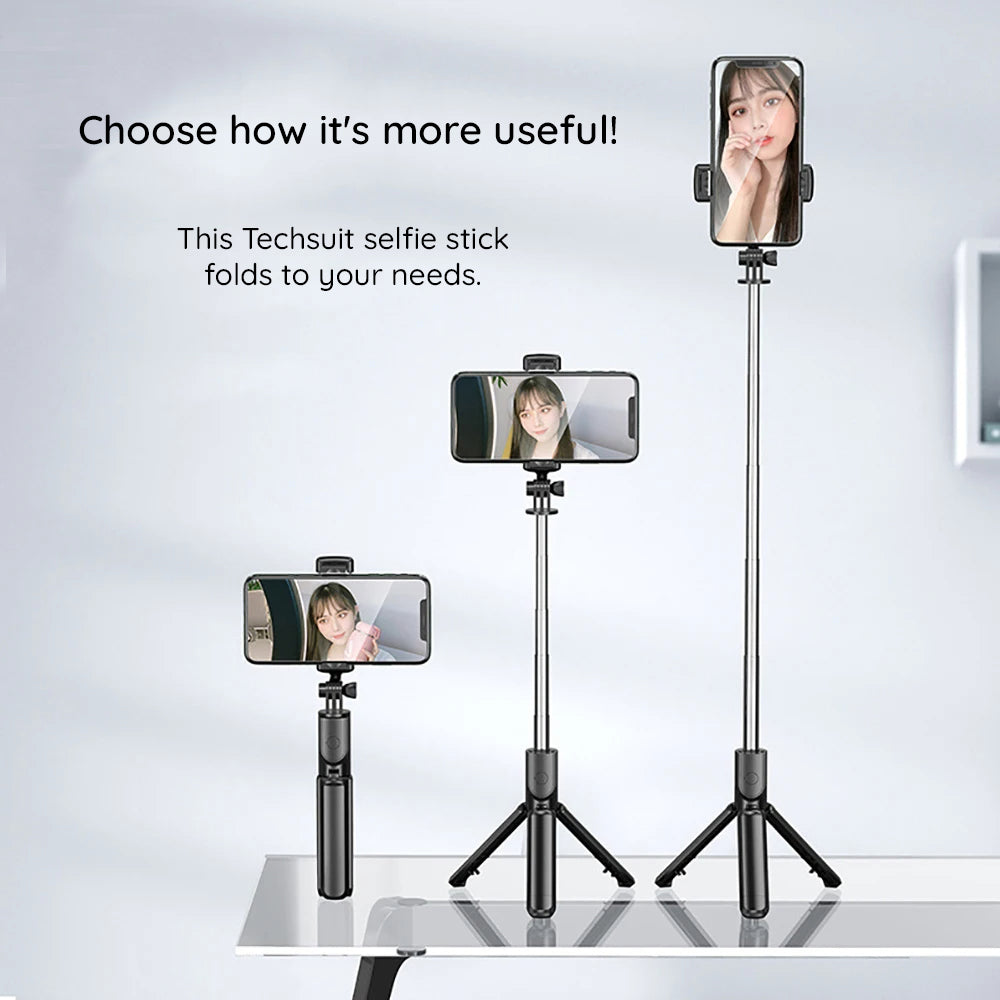 Selfie Stick Bluetooth Techsuit S03, Univerzalan, Crni