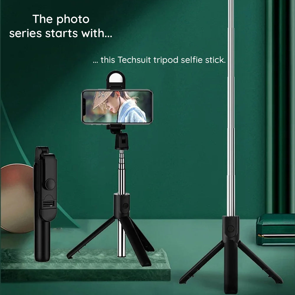 Selfie Stick Bluetooth Techsuit S05-S, Univerzalan, Crni