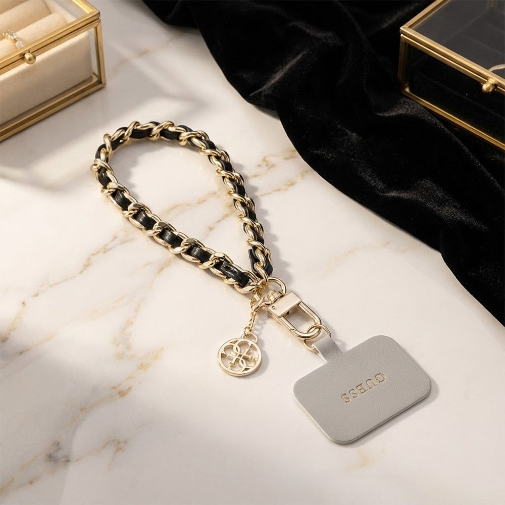 Telefonski remen Guess Saffiano 4G Charm, Crni