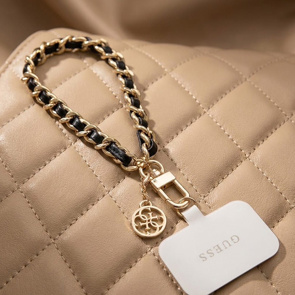 Telefonski remen Guess Saffiano 4G Charm, Crni