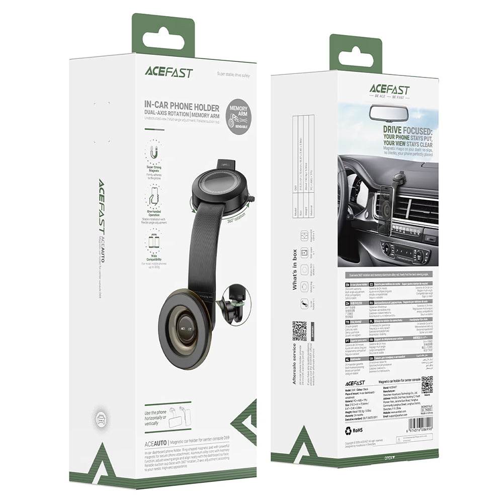 Magnetni auto držač Acefast D69, 4.7inch - 6.9inch, Crni
