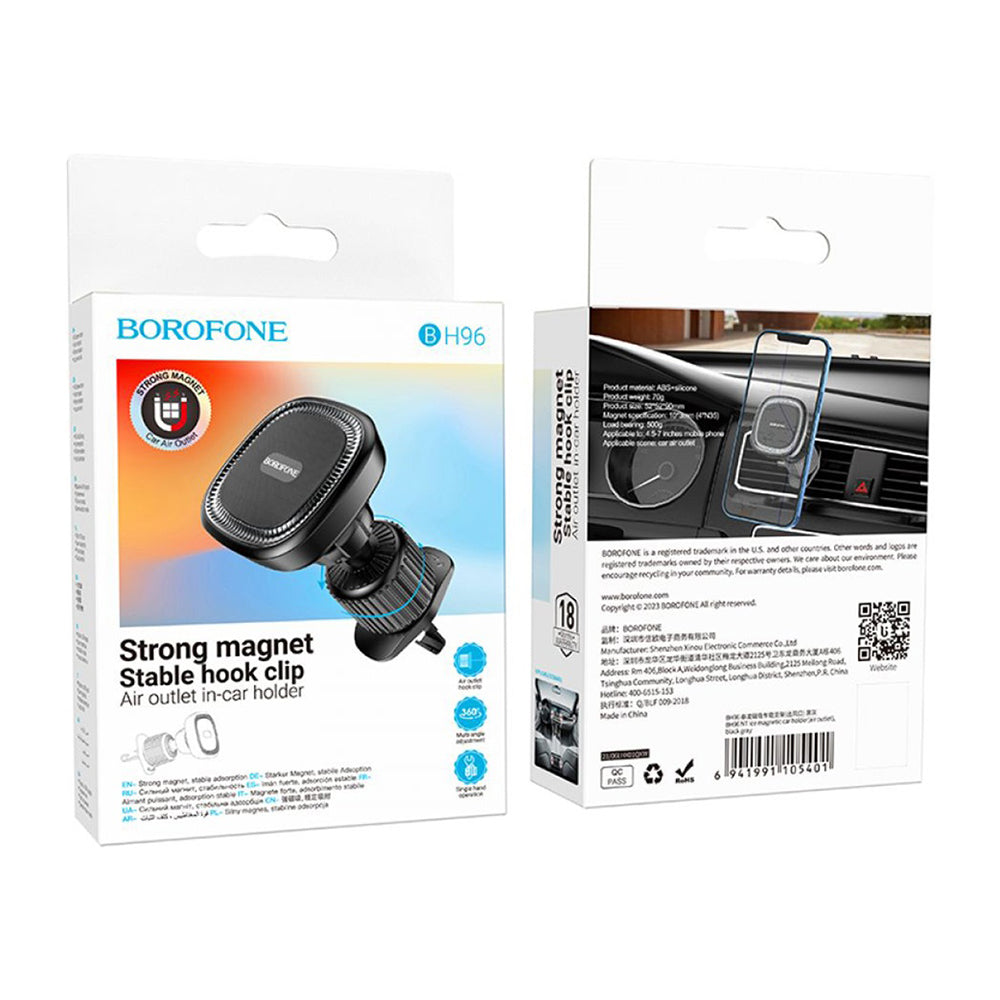 Magnetni auto nosač Borofone BH96 Ice, Univerzalan, Crno Sivi
