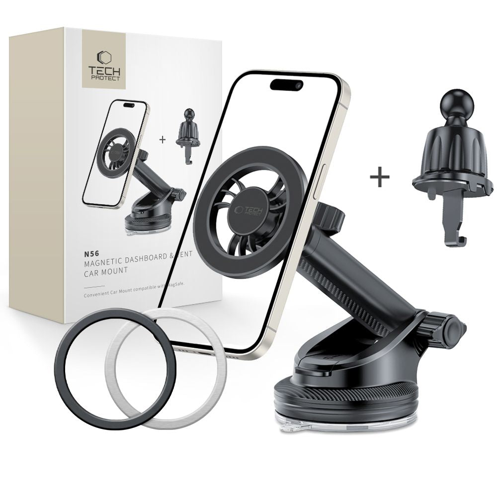 Auto nosač Magnetic Tech-Protect N56 2in1, Univerzalan, Crni