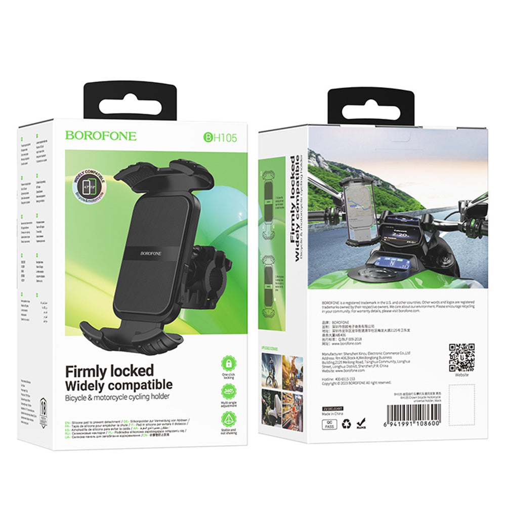 Nosilac za bicikl motocikl Borofone BH105 Basalt, 4.7inch - 7inch, Crni