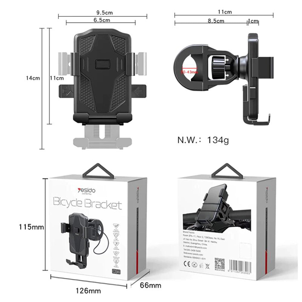 Nosiljka za bicikl motocikl Yesido C94, 4inch - 6.5inch, Crna