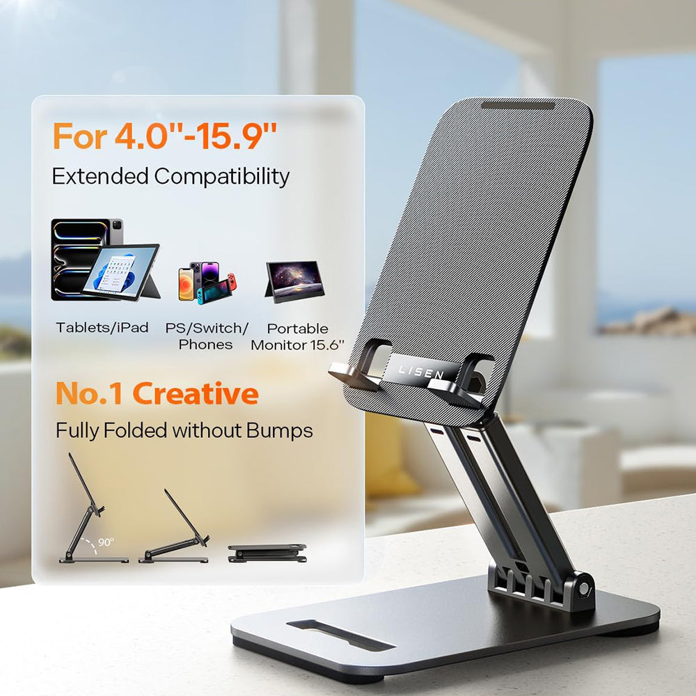 Stalak za stol Lisen za telefon / tablet, 4inch - 15.9inch, crni YL0424080007