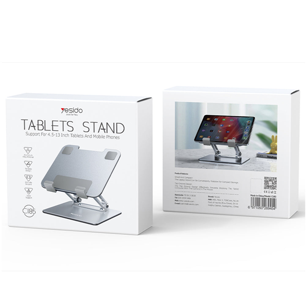 Stalak za stol Yesido C185 za telefon / tablet, 4.5inch - 13inch, srebrni