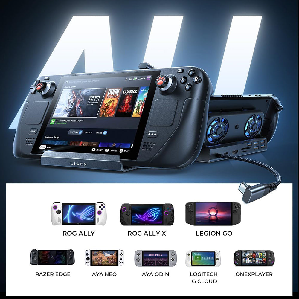 Hub nosač s hladnjakom Lisen S1 za konzolu ROG / Lenovo / Razer / Aya / Logitech / Onexplayer serije, crni YL0423110005