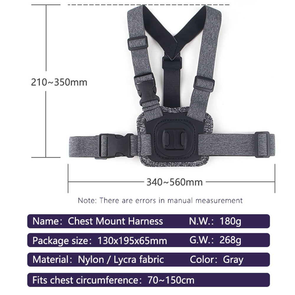 Nosač za prsa Sportska kamera Techsuit JX-002 za GoPro seriju, Siva