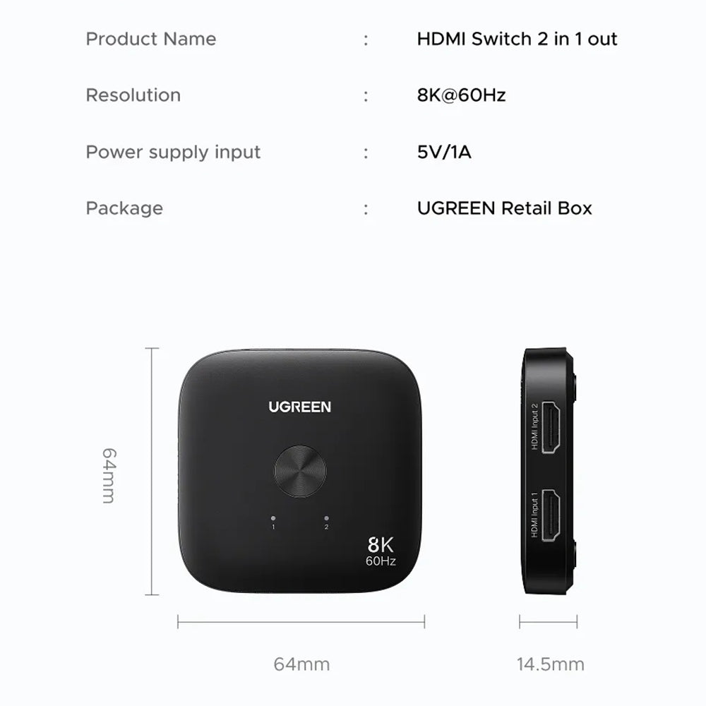 Switch Video HDMI UGREEN 65877, Crni