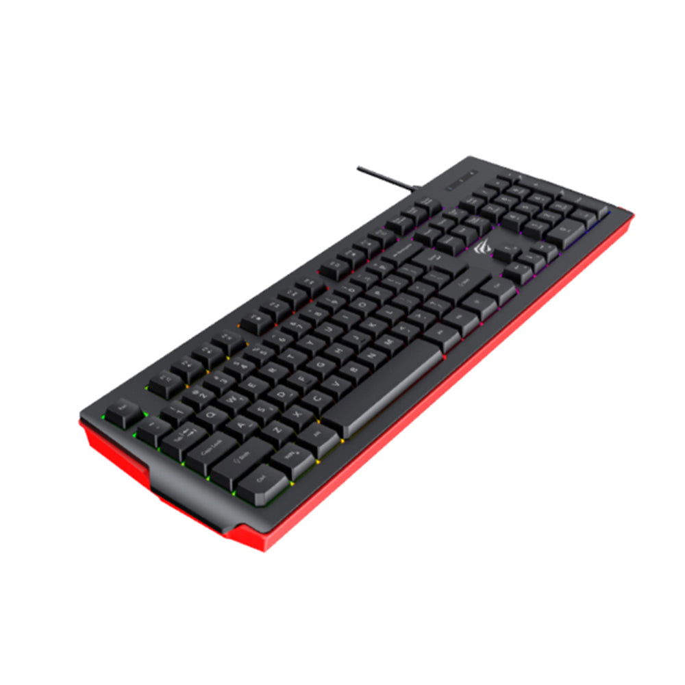 Gaming tipkovnica s kabelom USB HAVIT KB866L, RGB, 1.4m, Crna Crvena