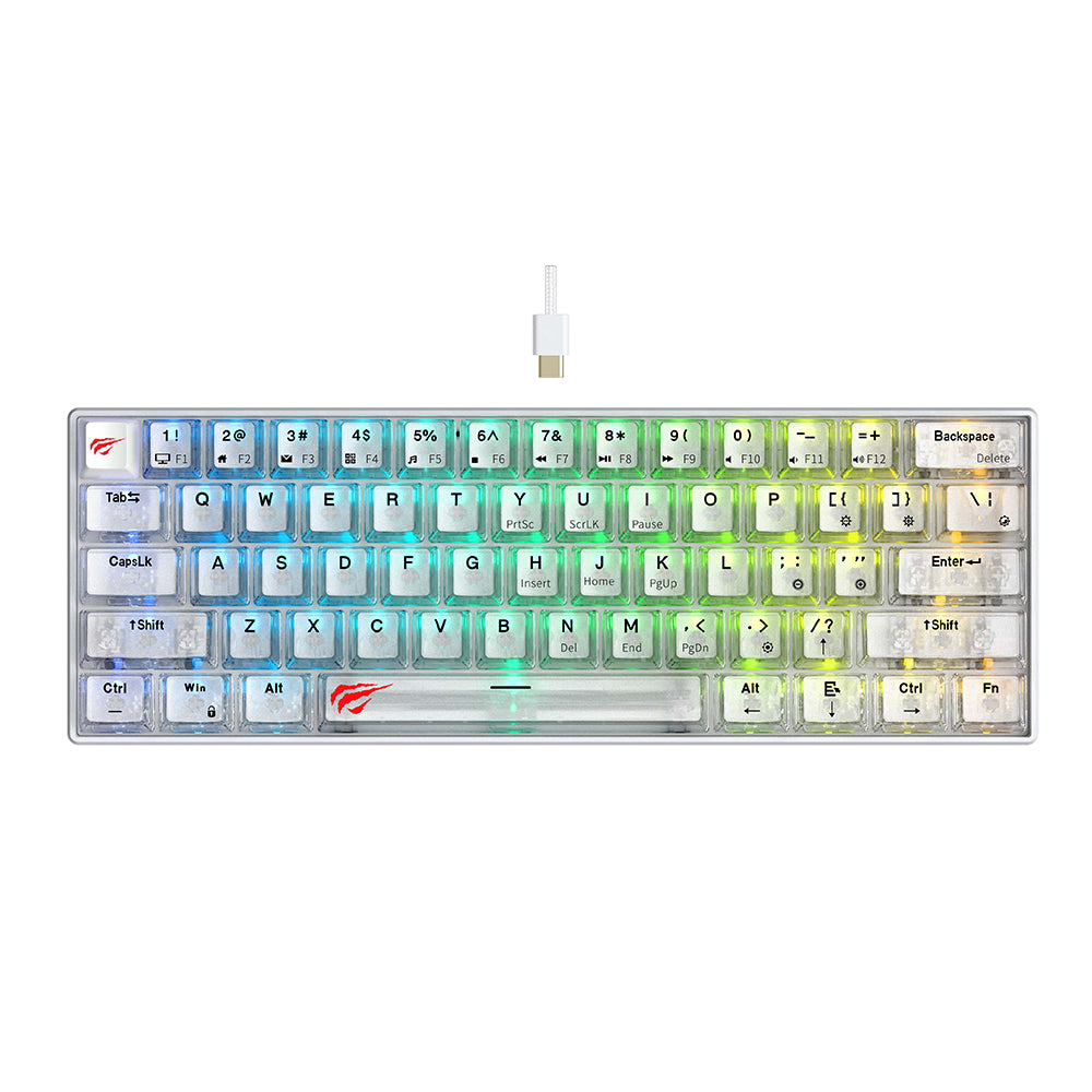 Gaming tipkovnica Wired USB HAVIT KB903L, RGB, 1.8m, Prozirna Bijela