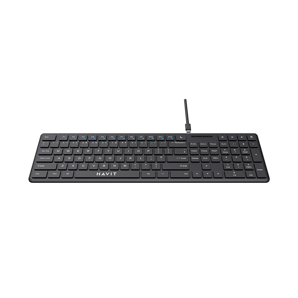 Tipkovnica Wired USB HAVIT KB252, USB-C, 1.5m, Crna