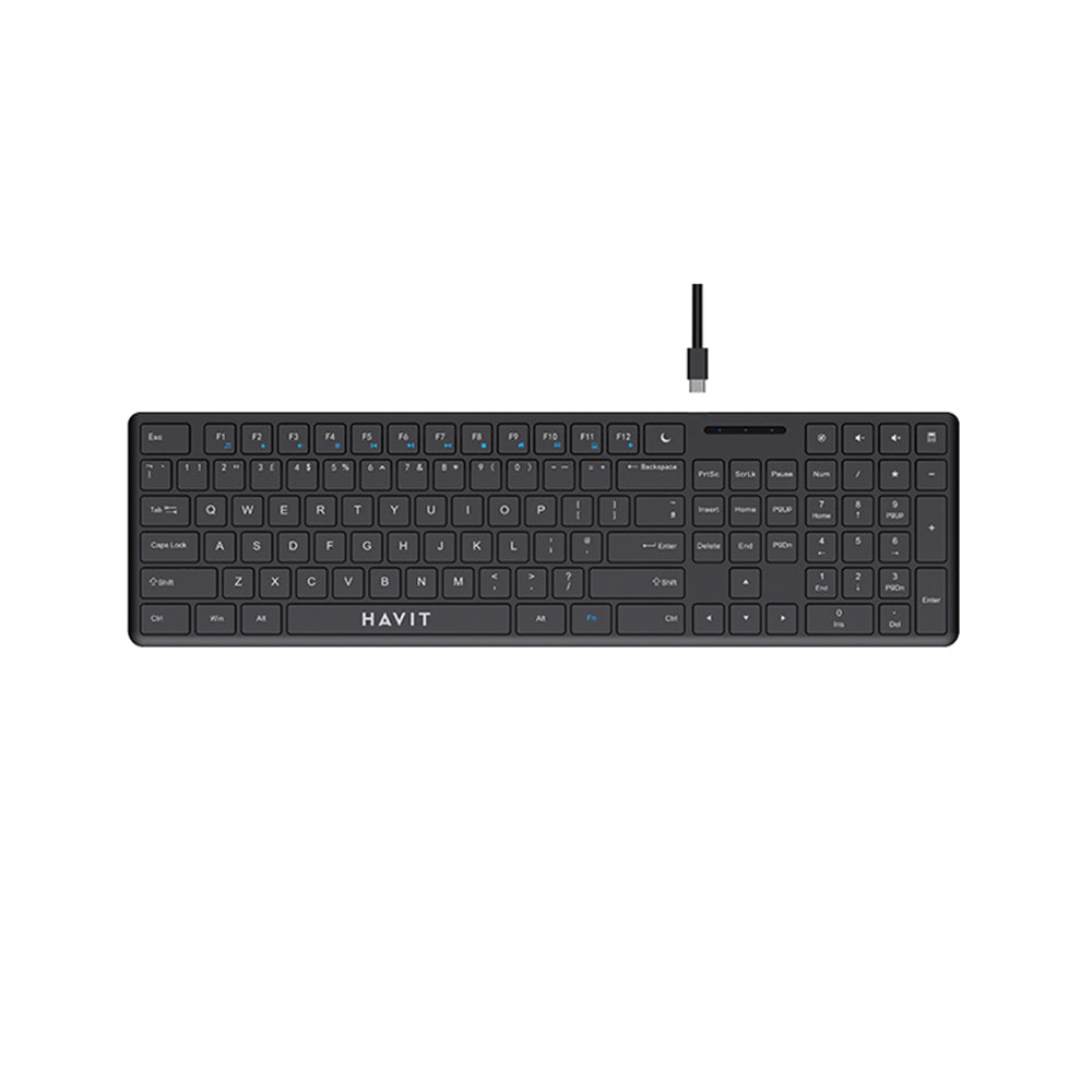 Tipkovnica Wired USB HAVIT KB252, USB-C, 1.5m, Crna