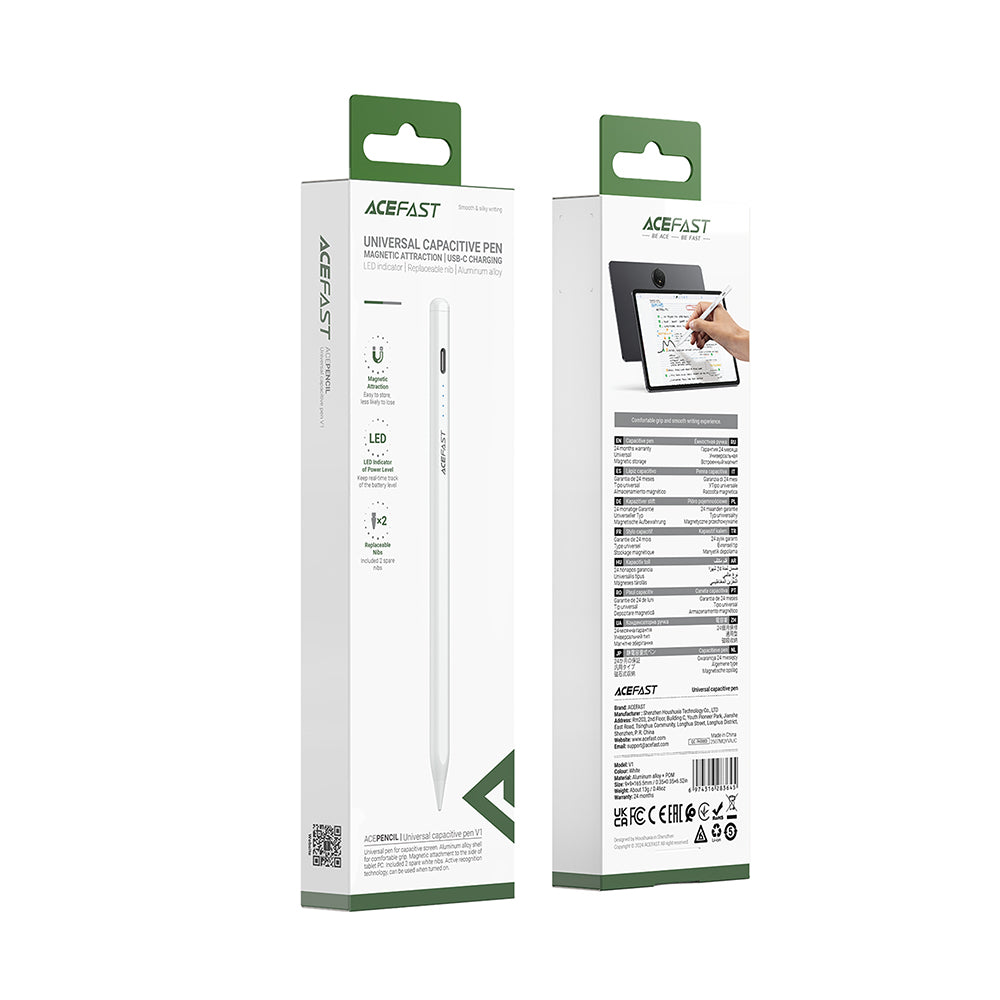 Touch Pen Acefast V1, Aktivna Verzija, Bijela