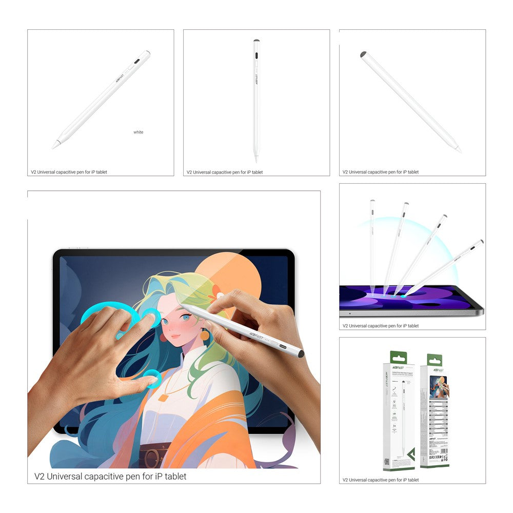 Touch Pen Acefast V2 za Apple iPad, Aktivna Verzija, Bijela