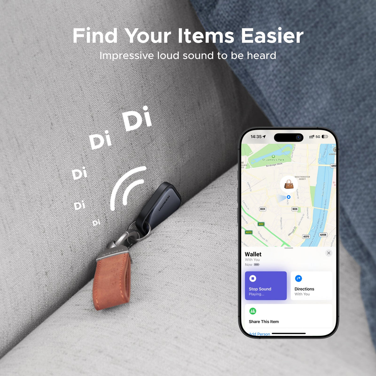 UGREEN SmartTag Pro Smart CM916 (75646P) za iOS / Android Series, Set 4 komada, Crna