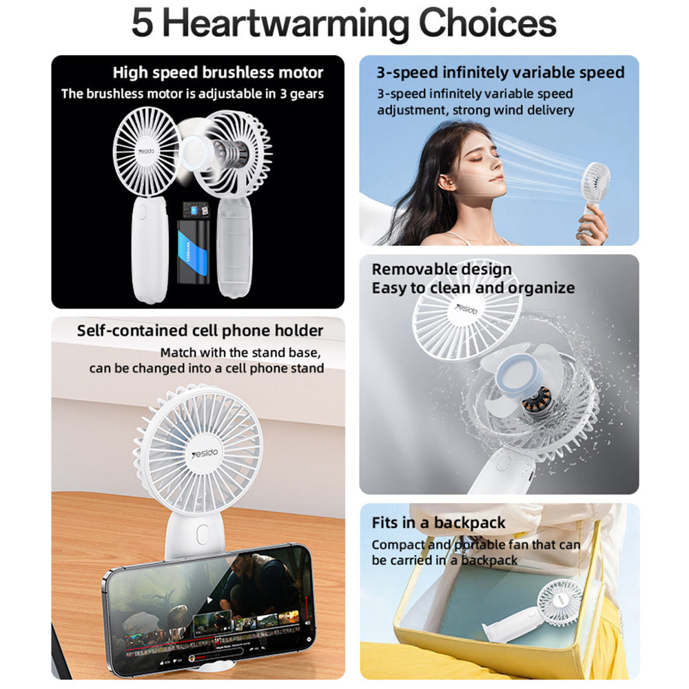 Prijenosni ventilator Yesido YF15, Bijeli