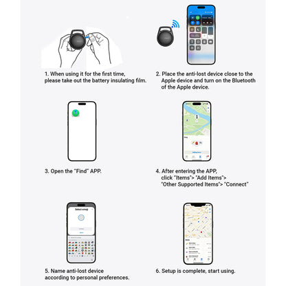 Acefast SmartTag S2 za iOS seriju, Set od 4 komada, Crna