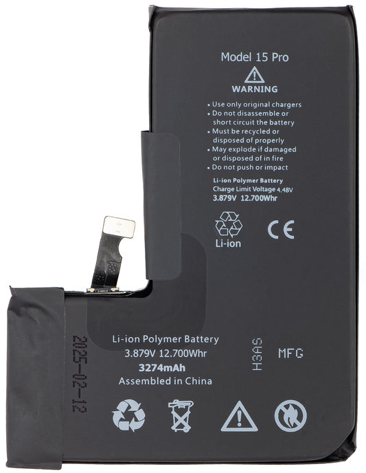 Baterija Apple iPhone 15 Pro, s integracijom Flex BMS trake (ne zahtijeva lemljenje kontakata)