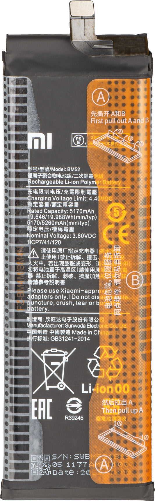 Akumulator Xiaomi Mi Note 10 Lite / 10 Pro / 10 / Mi CC9 Pro, BM52, Service Pack 46020000095Z