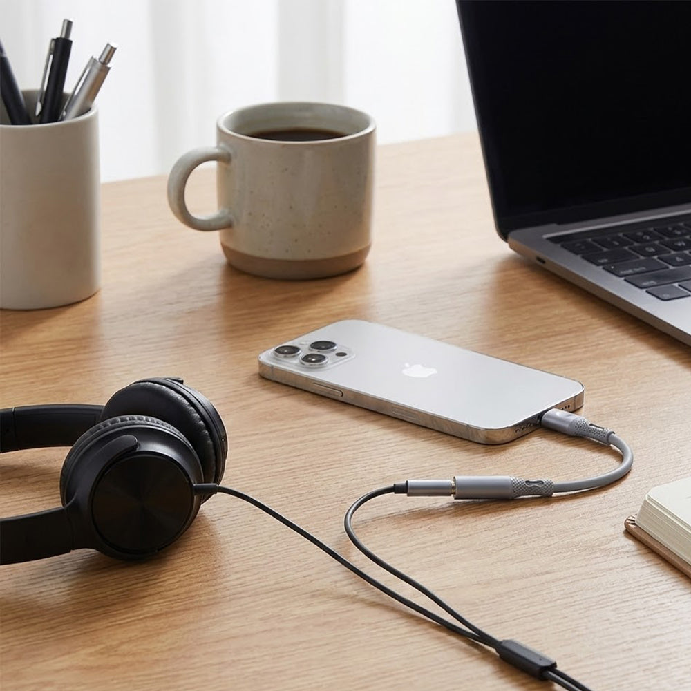 Audio Adapter Lightning - 3.5mm Techsuit AC2 SoundFlex, Sivi