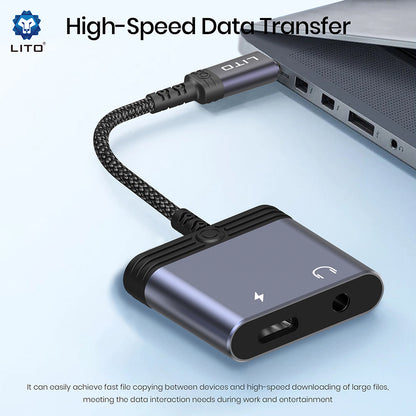 Audio Adapter Lightning - Lightning / 3.5mm Lito LA04L, Crni