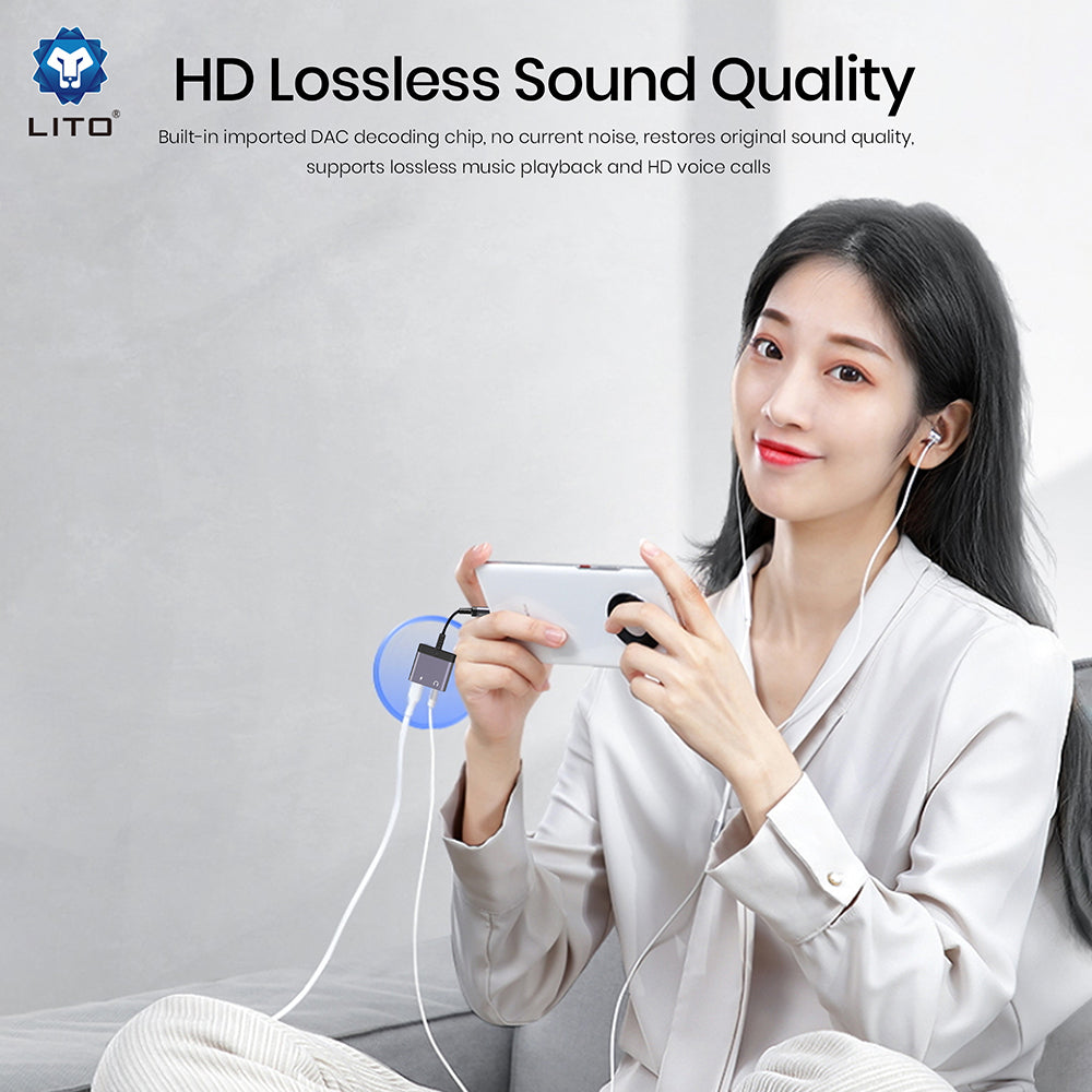 Audio Adapter Lightning - Lightning / 3.5mm Lito LA04L, Crni