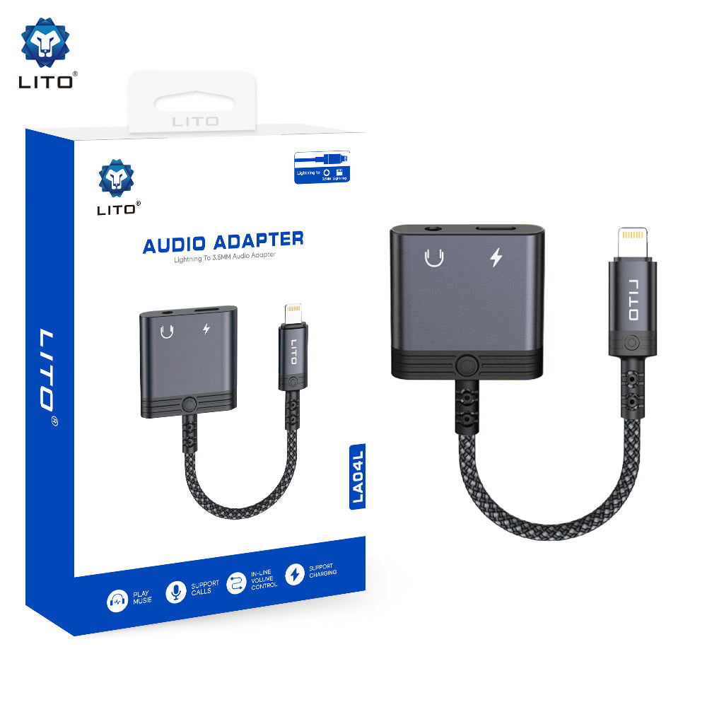 Audio Adapter Lightning - Lightning / 3.5mm Lito LA04L, Crni