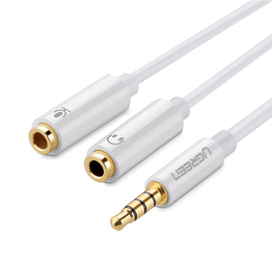 Audio kabel 3.5mm - 2 x 3.5mm UGREEN AV141, 0.2m, Bijeli
