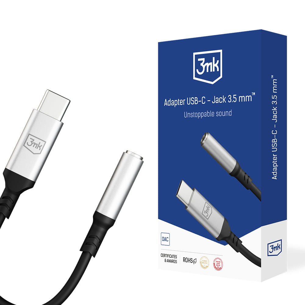 USB-C audio adapter - 3.5mm 3MK, Srebrni