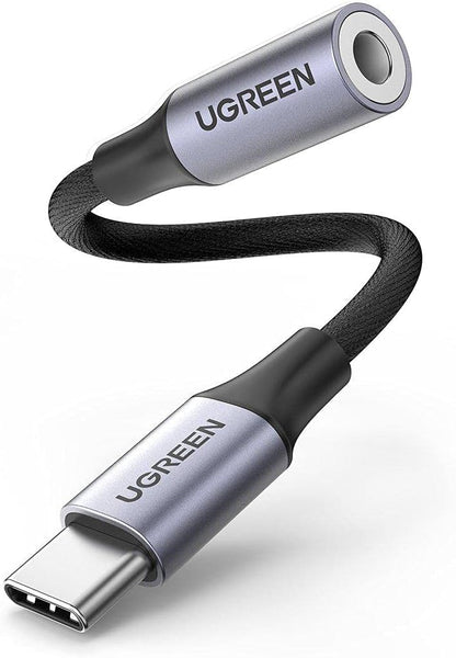 Audio adapter USB-C - 3.5mm UGREEN AV161, 0.15m, sivi