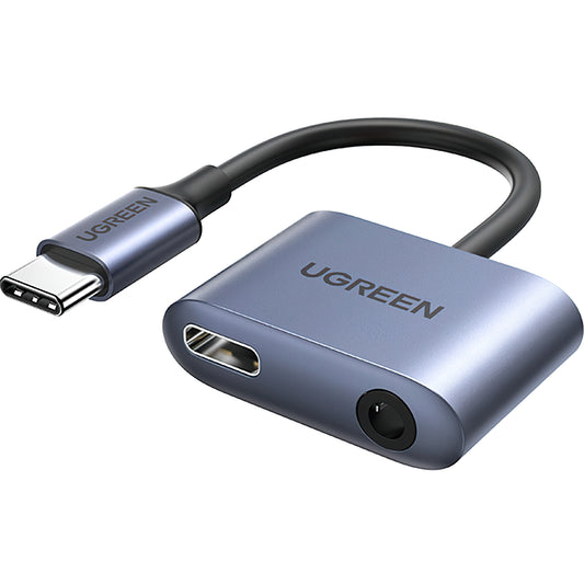 Audio Adapter USB-C - 3.5mm / USB-C UGREEN CM231, Sivi