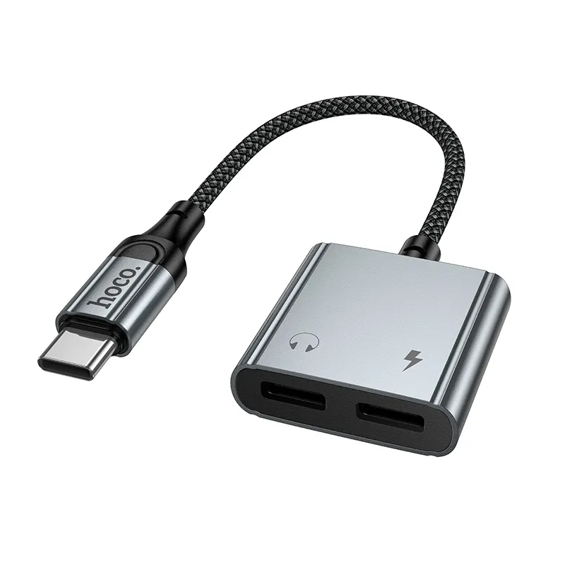 USB-C audio adapter - USB-C / USB-C HOCO UPA34A, siva