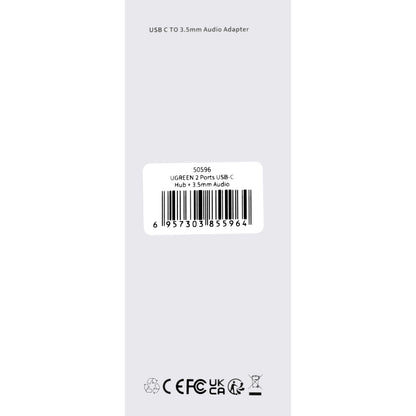 Audio adapter USB-C - 3.5mm / USB-C UGREEN CM193, sivi