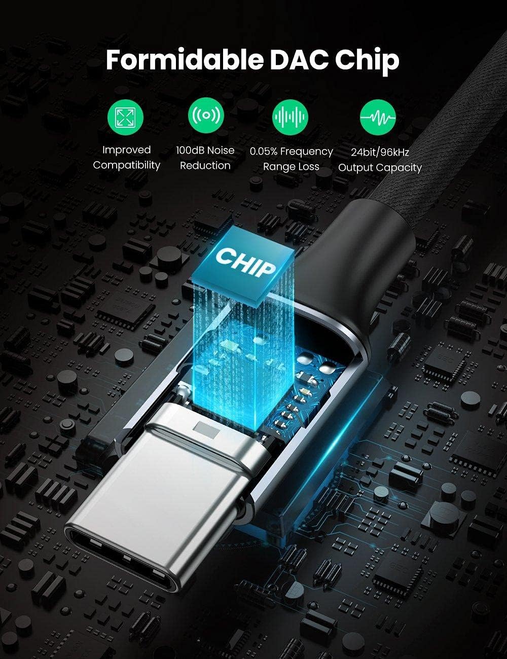 Audio adapter USB-C - 3.5mm UGREEN AV161, 0.15m, sivi