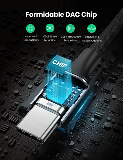 Audio adapter USB-C - 3.5mm UGREEN AV161, 0.15m, sivi