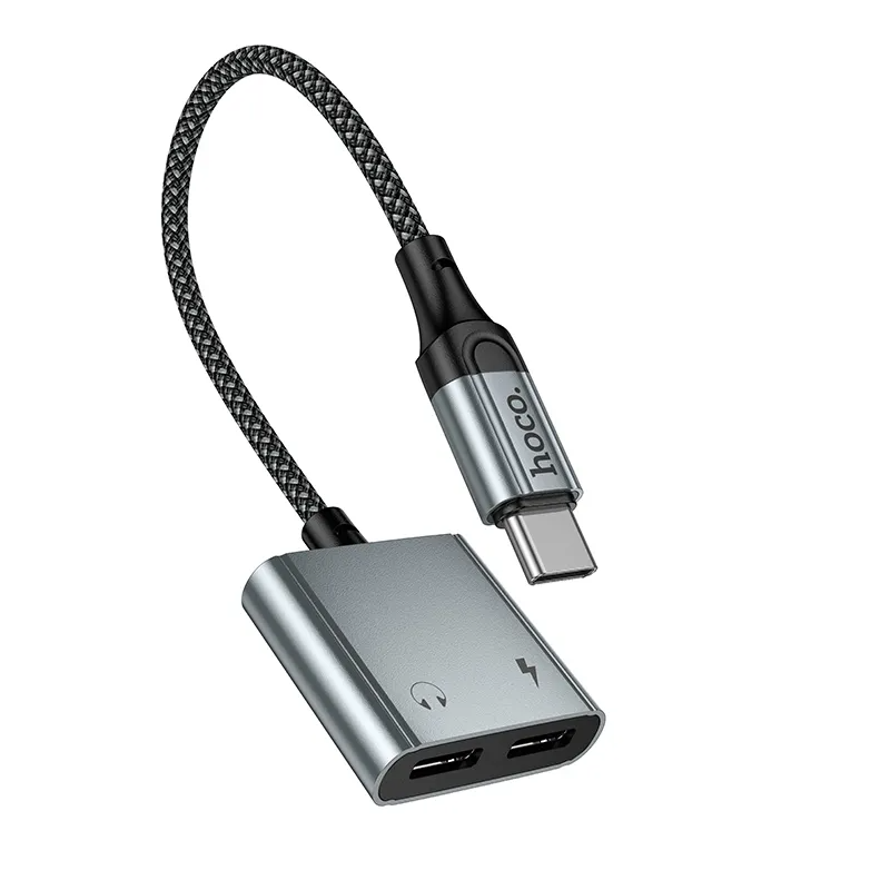 USB-C audio adapter - USB-C / USB-C HOCO UPA34A, siva