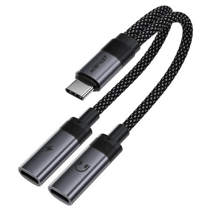 Audio adapter USB-C - 2 x USB-C Acefast J14, Crni