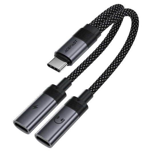 Audio adapter USB-C - 2 x USB-C Acefast J14, Crni