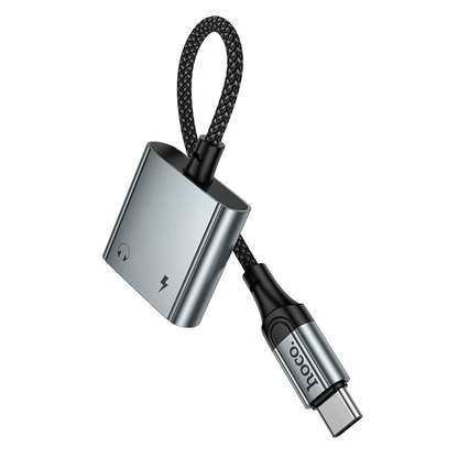 USB-C audio adapter - USB-C / USB-C HOCO UPA34A, siva
