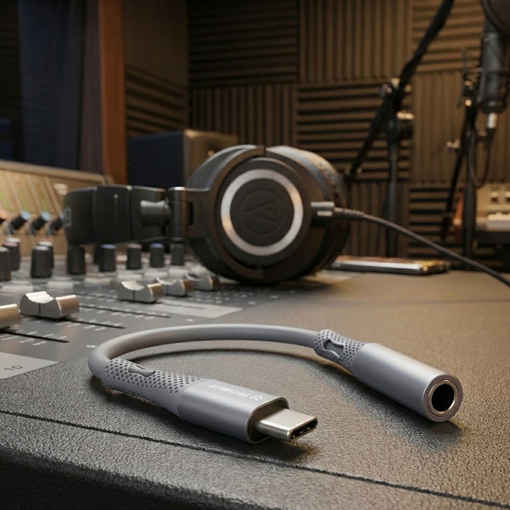 Audio adapter USB-C - 3.5mm Techsuit AC1 SoundFlex, Sivi