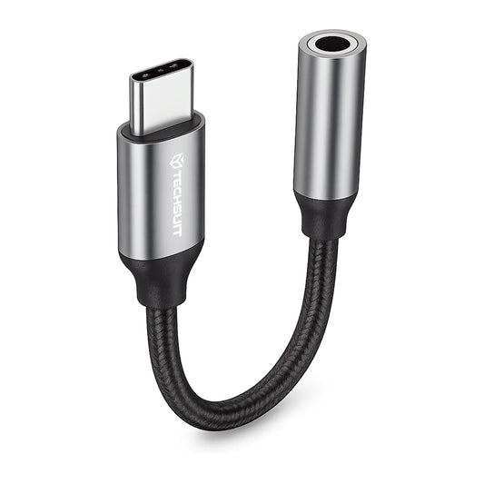 Audio adapter USB-C - 3.5mm Techsuit AC12 FuseXound, Sivi, Set 2 komada