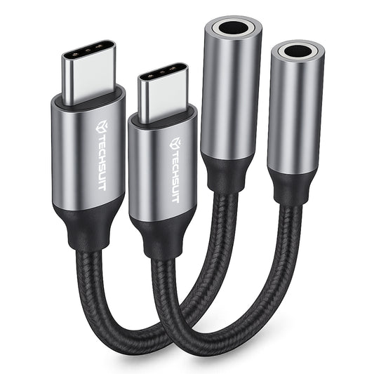 Audio adapter USB-C - 3.5mm Techsuit AC12 FuseXound, Sivi, Set 2 komada