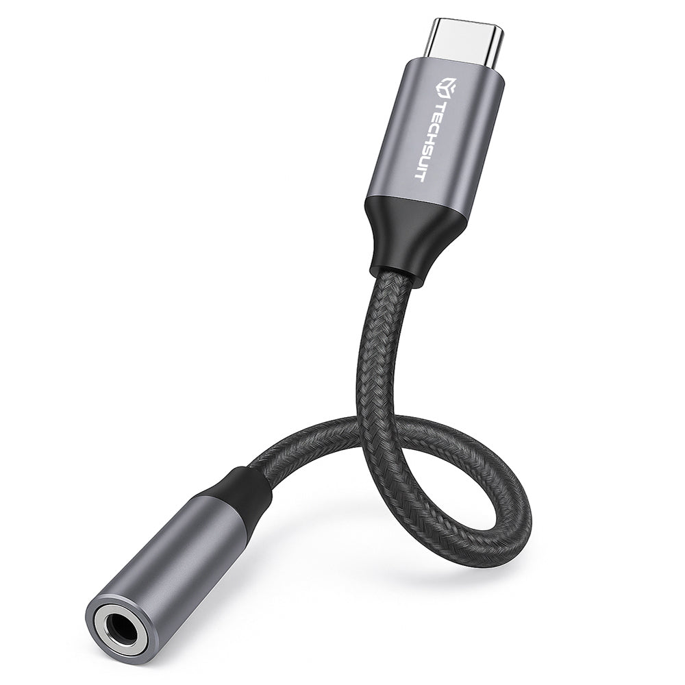 Audio adapter USB-C - 3.5mm Techsuit AC12 FuseXound, Sivi, Set 2 komada