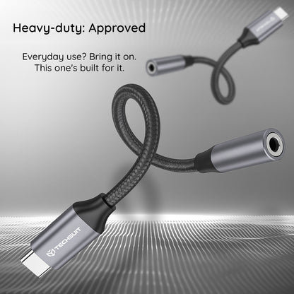 Audio adapter USB-C - 3.5mm Techsuit AC12 FuseXound, Sivi, Set 2 komada