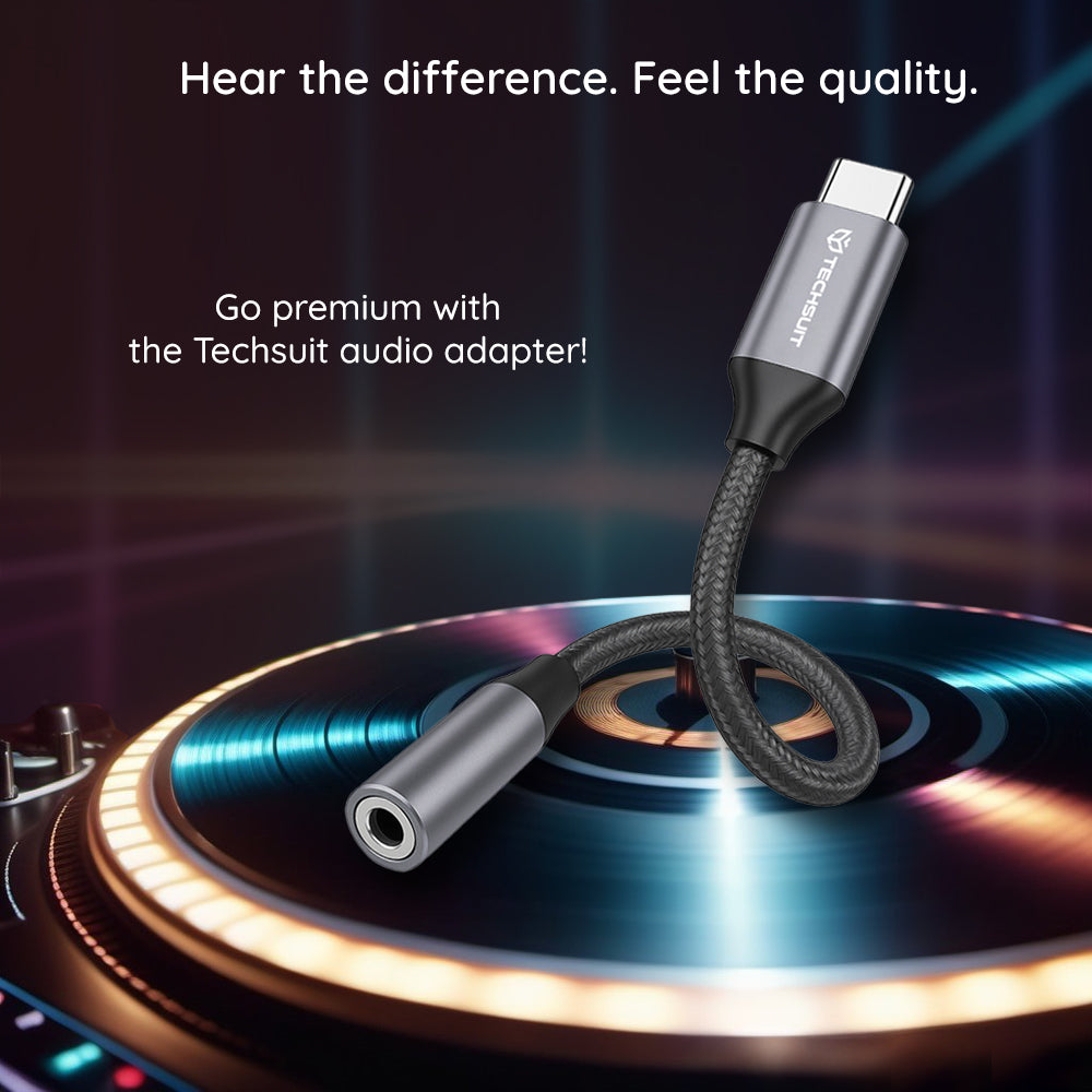 Audio adapter USB-C - 3.5mm Techsuit AC12 FuseXound, Sivi, Set 2 komada