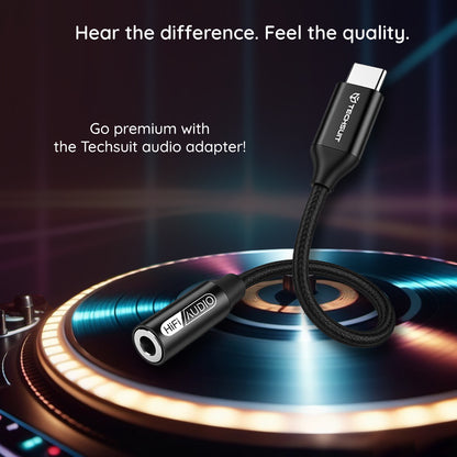 Audio adapter USB-C - 3.5mm Techsuit AC13 FuseXound, Crni