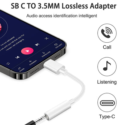 Audio adapter USB-C - 3.5mm Techsuit AC18 MusicBox, Bijeli, Set 2 komada